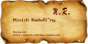 Minich Radvány névjegykártya